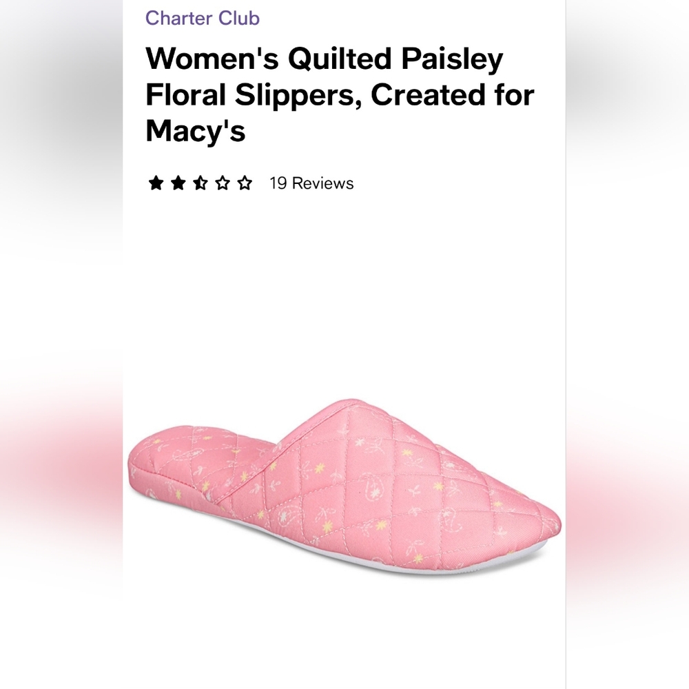 NWT Women's quilted, floral, paisly  slipper size L 9/10